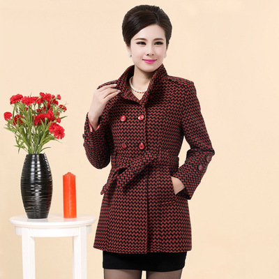 2014秋冬新款中老年羊毛呢女装外套 温暖时尚的妈妈装选择